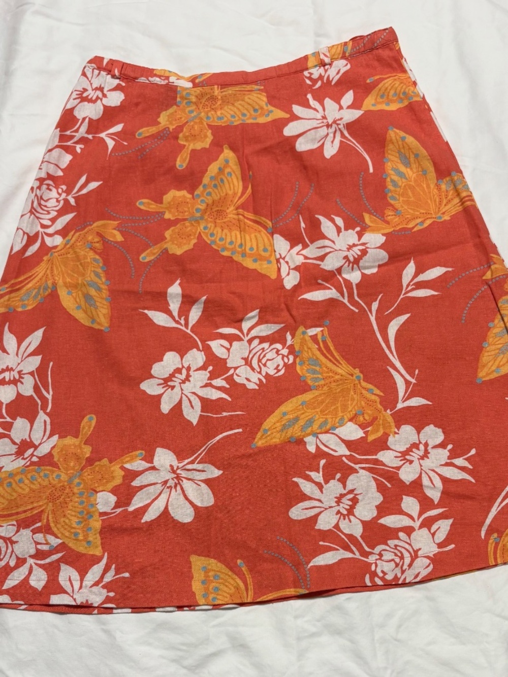 Vintage 2001 Karen Scott Y2K Butterfly Linen Midi Skirt 8P - Picture 7 of 10